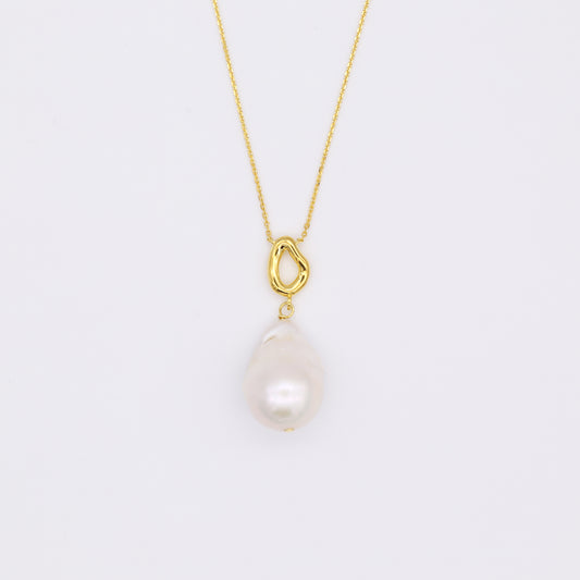 18k gold vermeil pendant, large baroque pearl