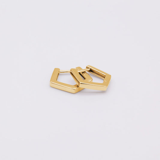 18k gold vermeil pentagon huggies earrings